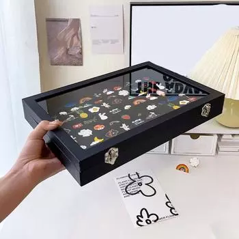 Бархатный чехол для значков, контейнер для брошей и булавок из искусственной кожи, поднос для хранения ювелирных изделий, упаковка S