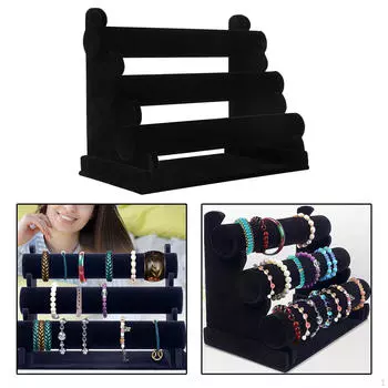 Бархатный держатель браслета, браслет, часы, ожерелье, дисплей для хранения ювелирных изделий, подставка-органайзер чёрный