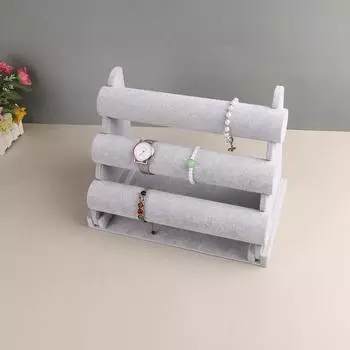 Бархатный дисплей для хранения браслетов и ювелирных изделий, органайзер для часов с Т-образной перекладиной, жесткая подставка, дисплей для браслетов и ювелирных изделий чёрный