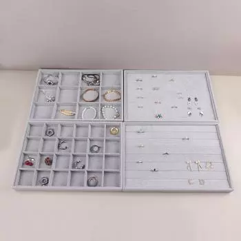 Бархатный дисплей для ювелирных изделий, штабелируемый изысканный держатель для ювелирных изделий, портативный органайзер для колец, сережек и ожерелья
