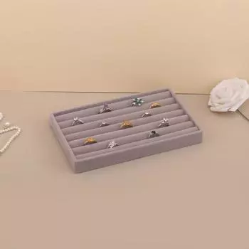 Бархатный дисплей для ювелирных изделий, складной, изысканный держатель для ювелирных изделий, портативный органайзер для колец, сережек, ожерелий, коробочка-органайзер для мальчиков серый