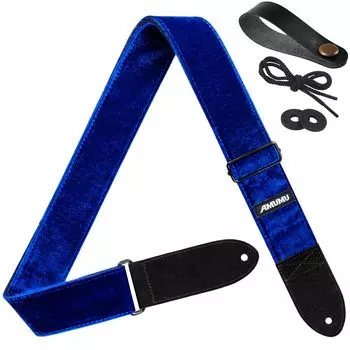Бархатный гитарный ремень Бас-гитара Электрогитара Акустическая гитара Гитарные аксессуары Синий [Amumu] - Ремень, Ремень, Ремень, - синий