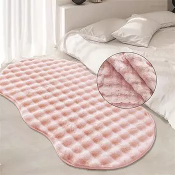 Бархатный ковер с кроликом для спальни, ковер в форме пушистого прикроватного коврика, милое украшение для комнаты для девочек, коврик для дивана, мягкий моющийся 90x120cm