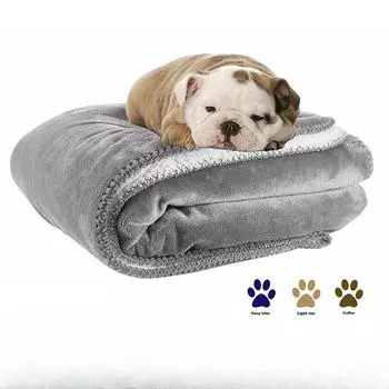 Бархатный коврик для собаки из ягненка, фланелевое плюшевое одеяло для домашних животных, кошачье гнездо, питомник, толстое хлопковое теплое гнездо, одеяло для собаки, моющиеся коврики, товары для домашних животных 75*100CM темно-синий