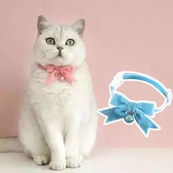 Бархатный ошейник-бантик Яркий ошейник для собак Аксессуары для собак Кошачий галстук-бабочка Кошки розовый