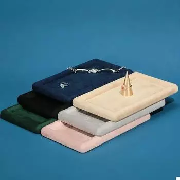 Бархатный поднос для демонстрации ювелирных изделий, кольцо, заклепки для ушей, лоток для хранения ожерелья, браслета, подвеска, лоток для хранения серый