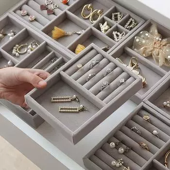 Бархатный поднос для украшений, складной держатель для украшений, портативная шкатулка для хранения колец, дисплей для украшений