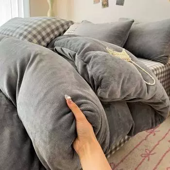 Бархатный пододеяльник, однотонный пододеяльник, приятное для кожи постельное белье для зимы, мягкий покрывало для кровати Single 150x200cm 1pc