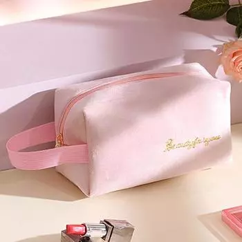 Бархатный прочный бархатный прочный косметический чехол для глазури на большой молнии с отверстием для губ, аксессуары для ванной комнаты, органайзер для макияжа D синий