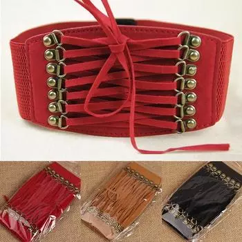 Бархатный широкий ремень с кисточками и заклепками в стиле ретро One Size