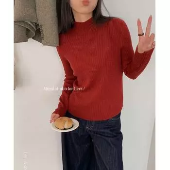 Бархатный свитер с серебряными иглами Du Xiaozhai: Мягкий, плотный, полувысокий воротник, идеально подходит для осени и зимы One Size