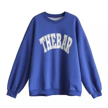 Бархатный свободный повседневный свитшот для женщин на осень и зиму, пальто, винтажная круглая горловина, длинный рукав, базовая рубашка, топ M