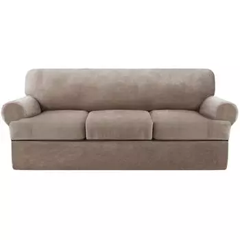 Бархатный Т-образный чехол для дивана Four Seasons Silver Fox, простой полностью разделенный эластичный защитный чехол для дивана «все включено» one seater