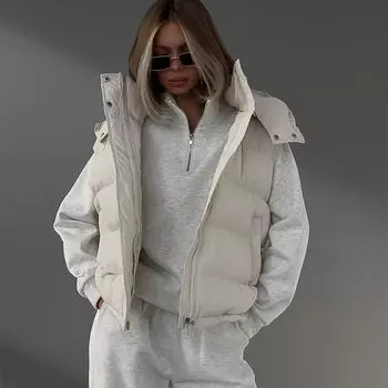 Бархатный толстовка с капюшоном и воротником-молнией на половину длины, женский хлопковый пуловер, повседневный спортивный стиль, свободный теплый свитер на осень и зиму M белый