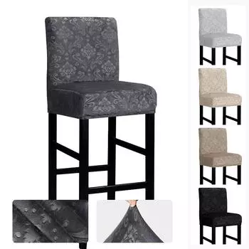 Бархатный жаккардовый чехол на стул для барного стула, эластичный чехол для обеденного стула с короткой спинкой, спандекс для дома, банкета, кухонный чехол на сиденье