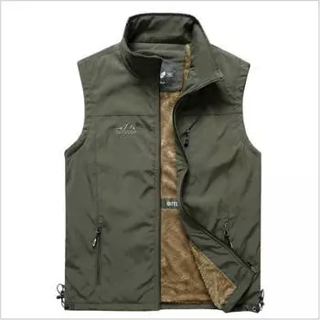 Бархатный жилет мужской жилет осенне-зимний отдых на природе воротник-стойка теплый жилет для фотосъемки и рыбалки логотип M