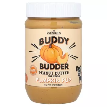 Bark Bistro, Buddy Budder, арахисовое масло, подходит для собак, тыквенный паб, 17 унций (480 г)