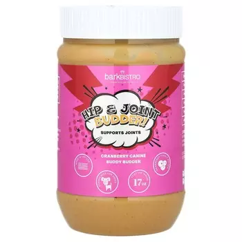 Bark Bistro, Hip Budder, арахисовое масло, для собак, клюква для собак, 17 унций (480 г)