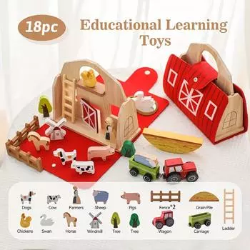 Barn Farm Toys, Children s Educational Farm Decorations, Fun Stacking Toys, Wooden Building Block, Children s Early Education Enlightenment Toys One Size