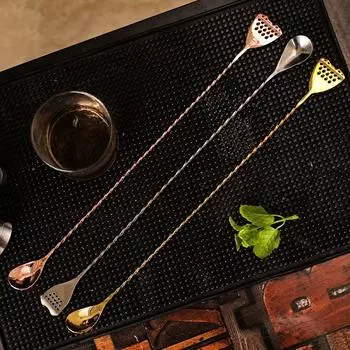 Барная ложка из нержавеющей стали 30 см/40 см с удобным ситечком на конце, ложка для смешивания, барная ложка для шейкера коктейлей