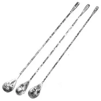 Барная ложка Tattoo Cocktail из нержавеющей стали 30 см
