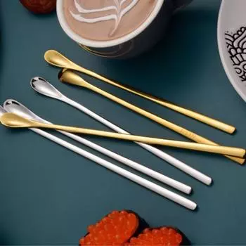 Барная ложка в японском стиле с длинной ручкой из нержавеющей стали 304, ложка для размешивания меда и кофе, барменская ложка для приправ, ложка для льда 26CM серебряный