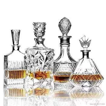 Барная посуда хрустальный стеклянный графин для виски без свинца для ликера, шотландского бурбона, стеклянная бутылка для алкоголя