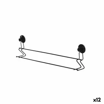 Барная вешалка для полотенец Черный ABS сталь 54 x 15 x 6,5 см (12 единиц) двойной