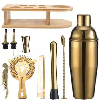 Барный шейкер Шейкер Нержавеющая сталь Японский шейкер Полукруглый шейкер для коктейлей Набор из 10 предметов 10-Piece set