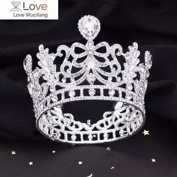 Барочная хрустальная диадема, роскошные свадебные тиары, свадебная корона для женщин, круглая выпускная вечеринка, украшения для торта, корона, ювелирные изделия, головной убор