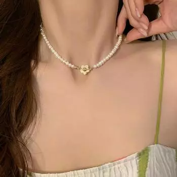 Барочное ожерелье из натуральных пресноводных ракушек, женское нишевое летнее ожерелье с цепочкой на ключице, цветочное ожерелье, ювелирные изделия 5-6mm