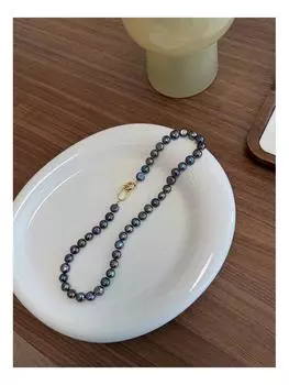 Барочное ожерелье из пресноводного жемчуга павлиньего синего цвета - Легкая роскошь, цветная цепочка