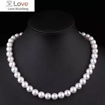 Барочное винтажное белое ожерелье из натурального ракушечного жемчуга диаметром 7,5 мм, трендовые корейские жемчужные ожерелья, ювелирные изделия из искусственного жемчуга