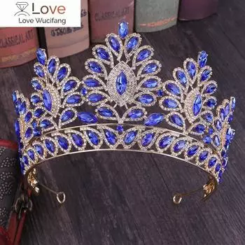 Барочные диадемы, свадебные аксессуары для волос, изысканные золотые, синие, красные, хрустальные короны, ободки для волос, женские свадебные украшения для волос красный