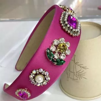 Барочный Цветок Металл Жемчуг Стразы Узел Повязка на Голову Ободок Взрослые Аксессуары для Волос