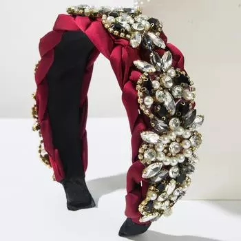 Барочный ободок со стразами для женщин, роскошная плетеная повязка для волос, взрослые резинки для волос, аксессуары, широкие женские обручи для волос, безель, головной убор