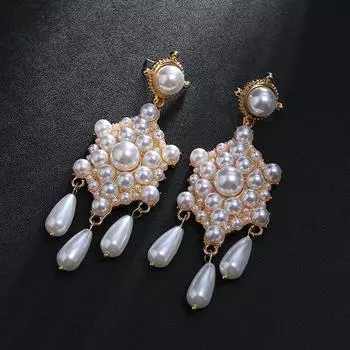 Барочный темперамент роскошные хрустальные жемчужные серьги личность преувеличенные большие снежинки женские серьги-гвоздики ретро ушные украшения