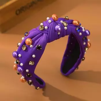 Барочный Жемчуг Повязка на Голову Оранжевая Черная Узловые Широкие Повязки на Голову Безель Головной Убор Женские Фестивальные Аксессуары для Волос Резинка для Волос One Size