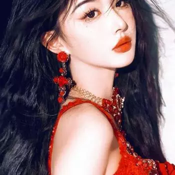 Baroco Style Rose Cross Earrings Long Flower Stud Earrings Trendy Crystal Ear Stud Girls красный