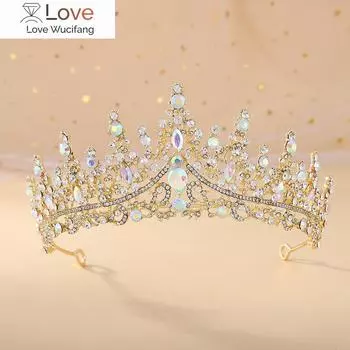Барокко ретро розовый Аб Кристалл Свадебные тиары Корона Стразы Конкурс Выпускной Диадема Невесты Головной Убор Свадебные Аксессуары Для Волос