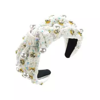 Барокко Шерстяной Стразы Жемчуг Узел Повязка на голову Ободок Взрослые Аксессуары для волос Ювелирные изделия для волос