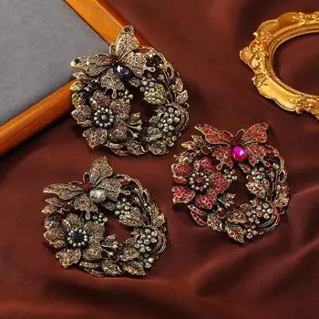 Барокко Винтаж Бабочка Венок Брошь Булавки Пальто Аксессуары Костюм Корсаж