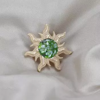 Барокко Винтаж Солнце Броши Булавки Для Женщин Ракушки Металлические Аксессуары Ретро Костюм Одежда Брошь Булавка Классические Дамские Матовые Значки зелёный
