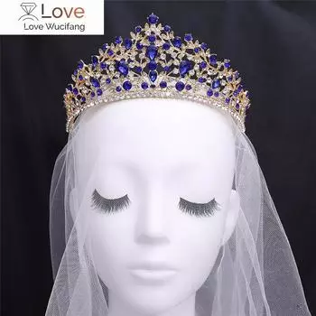 Барокко Винтаж Золотые Кристалл Листья Свадебные Диадемы Короны Кристалл Готика Невесты Головной Убор Стразы Диадема Свадебные Аксессуары Для Волос золотой