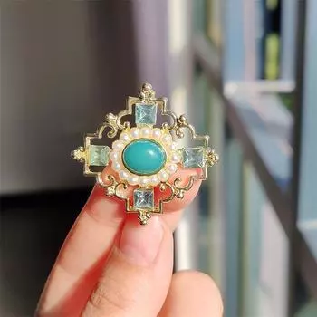 Брошь в стиле барокко с зеленым полым драгоценным камнем, булавки для корсажа в стиле ретро для мужской и женской одежды