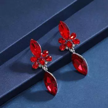 Baroque retro crystal gemstone stud earrings super flash diamond simple temperament earrings light luxury dinner long personalized earrings