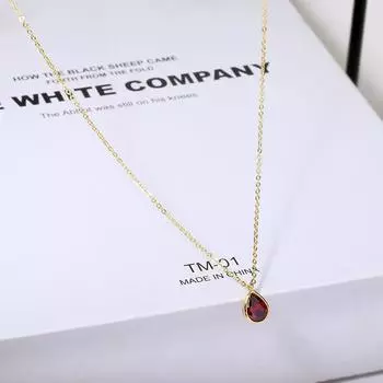 Baroque Ruby Water Drop Necklace Women s Clavicle Chain Classic Elegant Retro Temperament Necklace 925 silver