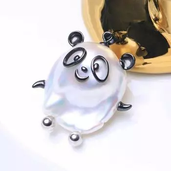 BaroqueOnly 2022 Популярная подвеска ручной работы из стерлингового серебра 925 пробы с натуральным пресноводным жемчугом в стиле барокко в виде талисмана панды 15-28 мм PCAA