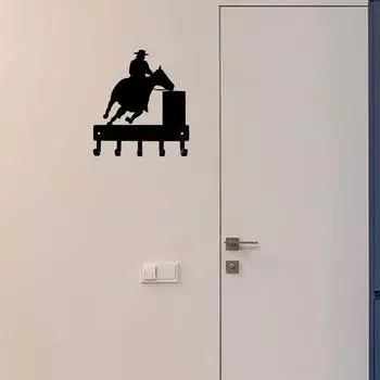 Barrel Racer Key Rack Hanger - 6 Inch Wide/9 Inch Wide Metal Wall Art for Equestrian Home Dcor, Practical Key Organizer жёлтый