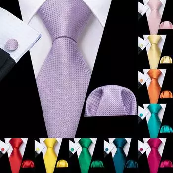 Barry.Wang мужские однотонные галстуки свадебный деловой носовой платок запонки галстук набор формальный повседневный